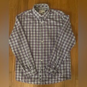 Vintage Wrangler Men's Lavender Plaid Button Down Shirt - Made in USA, Pre-owned
